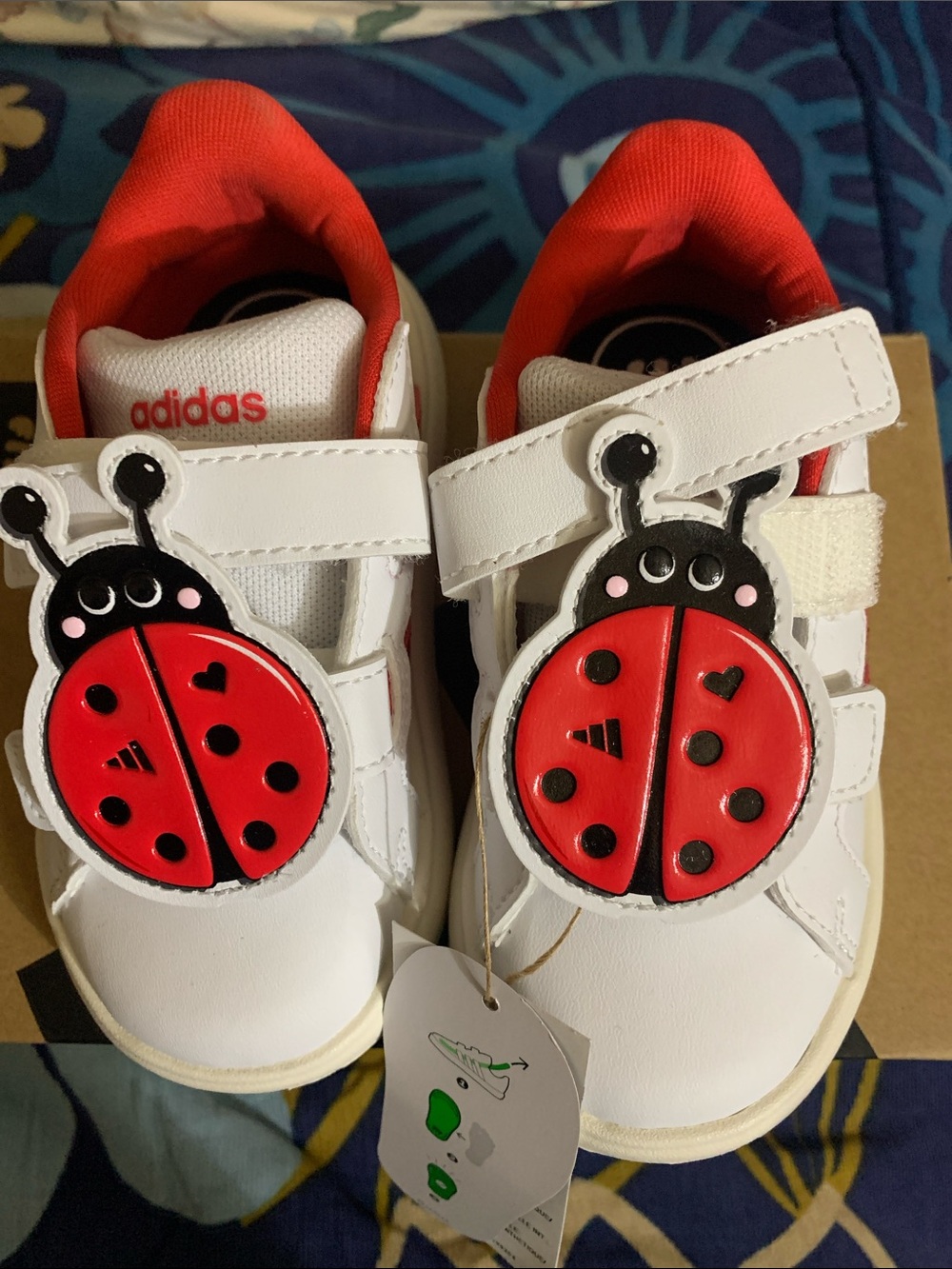 adidas Kids White & Red Ladybug Strap Sneakers